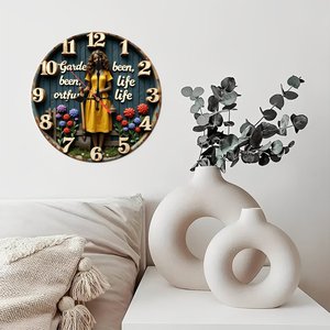 Round Wooden Wall <b>Clock</b> 25x25cm Retro Roman Numeral Non Ticking Home Decor Study Room Art <b>Clock</b> - Product Image 2