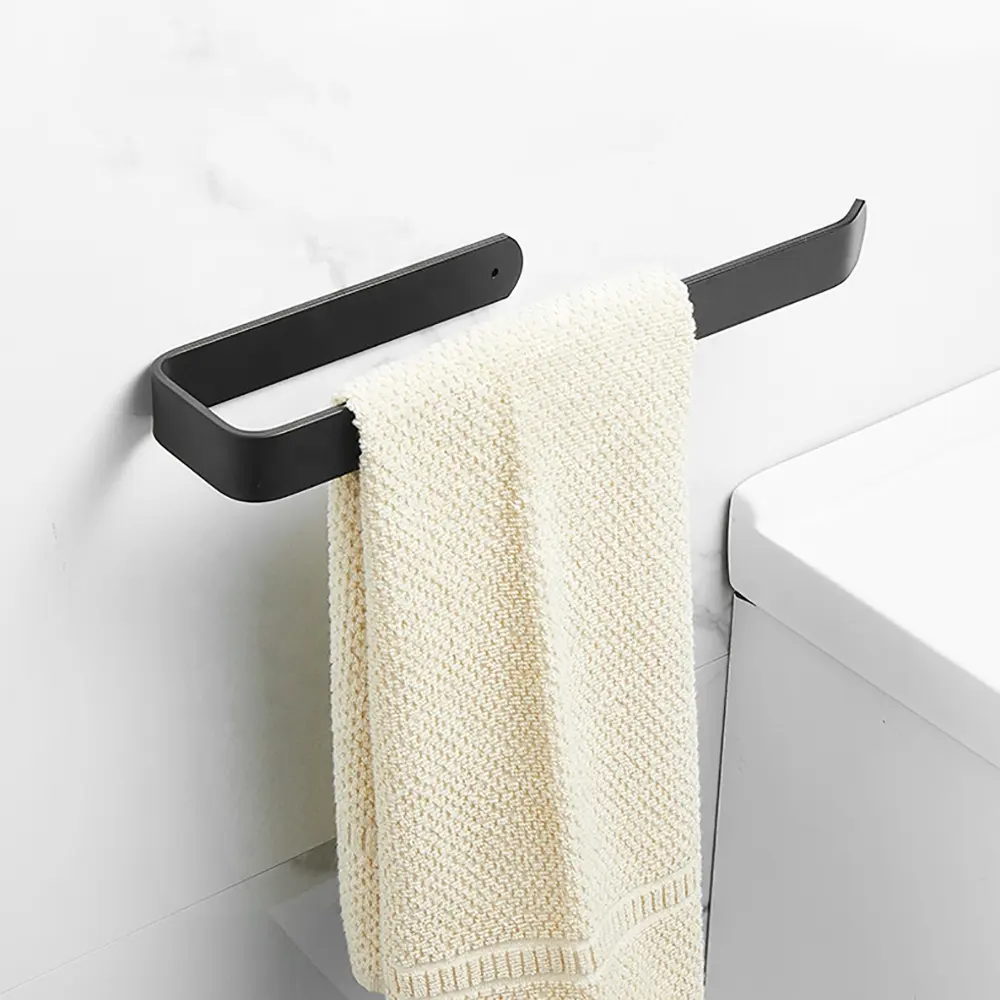 No Drill Nail Free Adhesive Nordic Matt Black Bathroom Kitchen Towel Rack