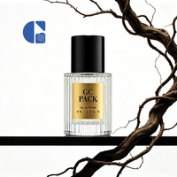 Envase de Perfume Personalizado con Logotipo, Botella de Vidrio Cilíndrica Acanalada de 30ml 50ml 100ml, Envase de Perfume en Spray con Tapa Negra