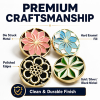 Épingles à revers personnalisées en émail, en métal dur, avec logo et nom, design floral antique, vente en gros pour la sécurité professionnelle