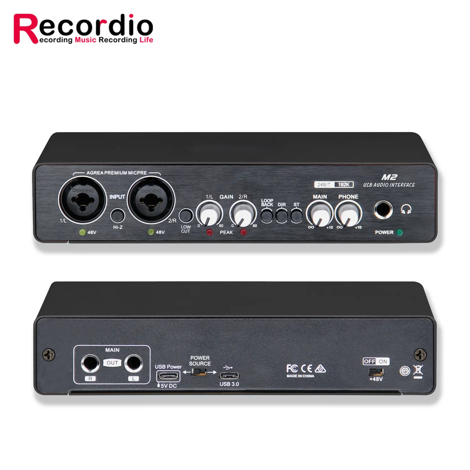 Interface audio de carte son GAX-UC22 Interface audio USB 2 entrées 2 sorties pour l'enregistrement en streaming et le podcasting avec XLR