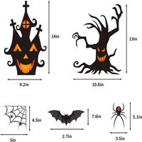 Autocollants statiques double face pour fenêtre d'Halloween, château hanté, chauve-souris, araignée, arbre effrayant, pour la décoration de la maison et des fêtes