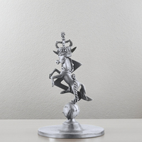 Figurine de cheval éclair en métal argenté satiné sur mesure de qualité supérieure, ornement de bureau, sculpture animale en alliage d'étain moulé