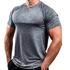 Sıcak satış 90% polyester 10% Spandex özel özel Logo egzersiz kıyafeti spor t-shirt Fitness giysileri erkekler T gömlek