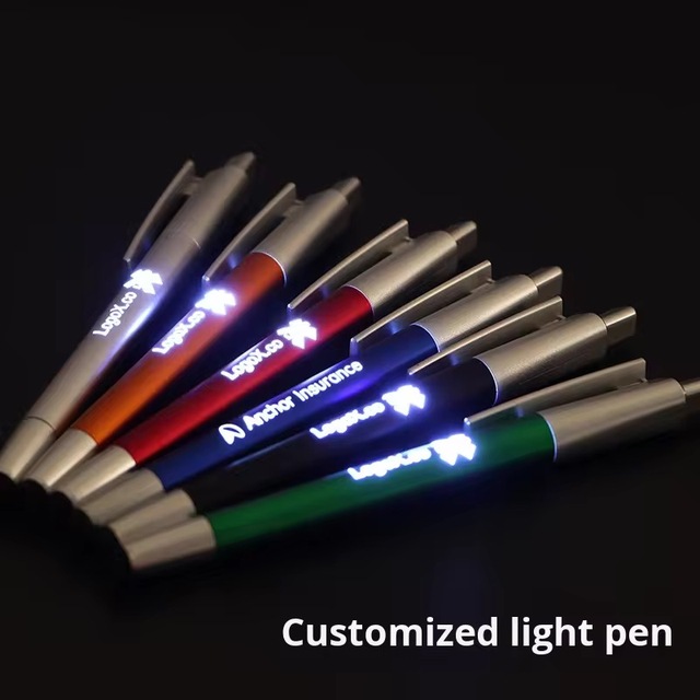 Custom Logo High Quality Promotional Gift LED Light up Touch Screen Pen Custom Laser Logo Stylus Ballpoint Pen