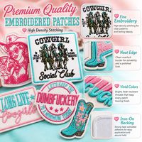 Patchs brodés thermocollants ou à coudre Western Cowgirl, Chapeau, Cheval, Guitare, Cactus, Rose, Turquoise