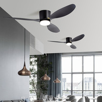 Ventilateur de plafond moderne en métal de 52 pouces avec moteur DC, lumière LED, 6 vitesses, télécommande silencieuse, double tension, CRI élevé 80, dimmable, 3 pales