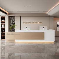 Comptoir de réception minimaliste avec rangement pour bureau commercial, hall d'hôtel