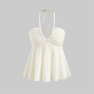 Top ultra court <span class=keywords><strong>pour</strong></span> femmes européennes et américaines Pure Desire Sexy Halter Neck Back Tie V-Neck Jumpsuit Women for Summer Party - Product Image 1