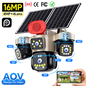Caméra <span class=keywords><strong>de</strong></span> sécurité solaire PTZ 4G sans fil 16MP à 4 objectifs pour commande en gros, OEM ODM, avec suivi automatique et vision nocturne couleur pour extérieur - Product Image 1