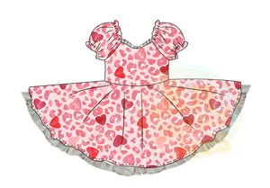 Individuell bedrucktes Kindermädchenkleid gerüschte kurze Ärmel kleines Party-Kleid Boutique entzückendes delikates Kindermädchenkleid