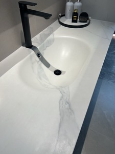 ZGSTONE Évier de salle de bain intégré de luxe moderne, évier de cuisine en dalle de roche, lavabo en pierre frittée écologique - Product Image 3