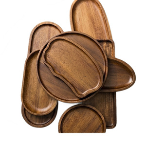 Acacia Wood Solid Wood <b>Trays</b> Oval Rectangular <b>Serving</b> Platters Household Tea <b>Tray</b> Dinner Plate Natural Wooden Pattern - Product Image 5