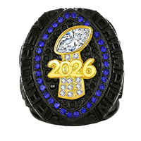 Bague et trophée de championnat de football fantastique en pierres précieuses, plaqué or rose, laiton, alliage de zinc, cadeau unisexe