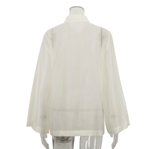 Camicia Beige <span class=keywords><strong>Trasparente</strong></span> con Bottoni a Maniche Lunghe del Produttore, Nuovi Stili di Moda Estiva, Bluse e Camicie da Donna Eleganti e Sensuali - Product Image 4
