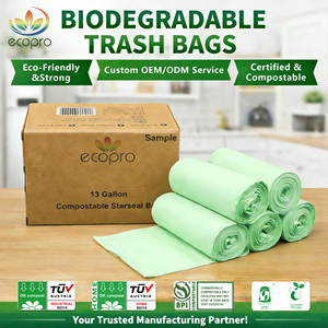 Compostable Waste <strong>Bags</strong> on Roll <strong>Biodegradable</strong> Bin Liners 3 to 13 Gallon PBAT+PLA Food Waste B2B ECOPRO - Product Image 1