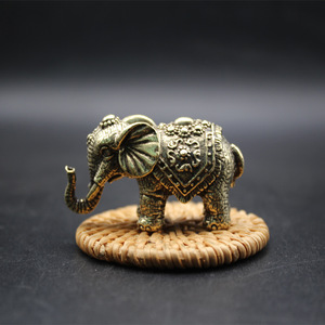 Solid Brass <b>Elephant</b> Figurine Small Size Antique Bronze Desk <b>Decoration</b> Feng Shui Office Supply - Product Image 4