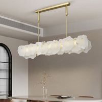 Magnifique lustre suspendu en albâtre blanc pour intérieur, hauteur réglable, luminaire suspendu pour salle à manger, éclairage décoratif inclus