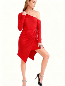 Đầm nữ cao cấp thanh lịch, thiết kế lệch vai, ôm dáng, eo thun, tay dài, phong cách cổ điển, thích hợp cho mùa thu - Product Image 2