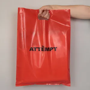 Customize Logo Printed Die Cut Carry Bag Red Shopping Bags For Clothing Packaging Plastic Die Cut Handle Bags