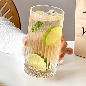 Vasos de cóctel de whisky de fondo grueso de vidrio acanalado de gran capacidad - Product Image 4