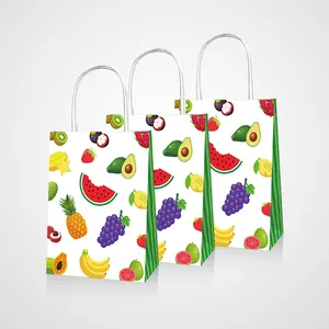 Xindeli BD021 Fruit Banana Watermelon Grape Strawberry Pineapple Design Party Favors Candy Gift Paper Bag with Handle