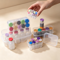 Lot de boîtes de rangement empilables en plastique transparent avec couvercle rabattable pour ampoules de peptides, flacons d'échantillons, usage en laboratoire et beauté