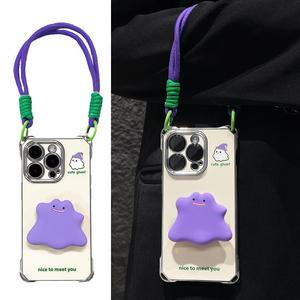 Dễ Thương Quái Vật Chủ Silicone Điện Thoại Di Động Trường Hợp Đối Với <span class=keywords><strong>iPhone</strong></span> 16 15 14 13 Pro Max Tay sai Vòng Đeo Tay Dây Đeo Đứng Chống Sốc Cover Quay Lại - Product Image 1