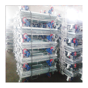 Thép công suất cao Stackable kho lưới hộp dây lồng lưu trữ <span class=keywords><strong>container</strong></span> với bánh xe - Product Image 3