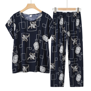 Set di pigiami <span class=keywords><strong>estivi</strong></span> a manica corta da <span class=keywords><strong>donna</strong></span> in <span class=keywords><strong>cotone</strong></span> di seta <span class=keywords><strong>vestiti</strong></span> per la casa larghi di grandi dimensioni da esterno - Product Image 6