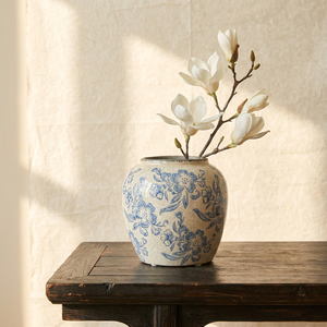 <span class=keywords><strong>Vase</strong></span> de table floral artisanal en porcelaine de Jingdezhen bleu et blanc, cuit à haute température, style traditionnel chinois, pour mariage et Pâques - Product Image 2