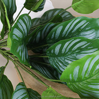 Harga Pabrik 12 Tangkai Daun Calathea Orbifolia Buatan Tahan UV Ramah Lingkungan Dekorasi Pernikahan Tanaman Pot untuk Perdagangan