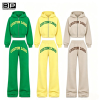 Ensemble de survêtement 2 pièces pour femme avec logo personnalisé, sweat à capuche zippé à manches longues et pantalon de survêtement à taille élastique, style Y2K, collection automne-hiver