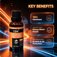 Revêtement céramique nano ultime pour voiture 12H, scellant au graphène SiO2 et quartz, résistant à la chaleur, anti-UV, brillant, kit de detailing