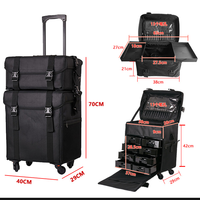 Sac de voyage détachable, boîte à outils multifonctionnelle, sac en tissu Oxford, 2 en 1, roulettes universelles, trousse de maquillage multicouche, valise à roulettes