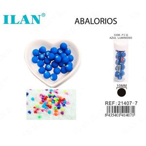 ลูกปัดอะบาโลเรียส 10 มม. สีฟ้าเรืองแสง สำหรับทำเครื่องประดับ - Product Image 1