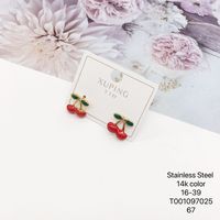 Boucles d'oreilles pendantes en acier inoxydable doré, multi-styles, fruits, fraises, cerises, mignonnes, breloques, bijoux fantaisie pour femmes, modèles 250619
