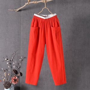 Vente <span class=keywords><strong>en</strong></span> gros <span class=keywords><strong>en</strong></span> usine Offre Spéciale pantalons grande taille pour femmes pantalons décontractés <span class=keywords><strong>en</strong></span> coton et <span class=keywords><strong>lin</strong></span> de couleur unie pour femmes - Product Image 4
