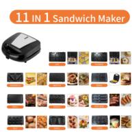 Anbolife - Máquina para Hacer Sándwiches 11 en 1 con 11 Placas Antiadherentes para Waffles, Donuts, Hot Dogs, Desayunos y Snacks, para el Hogar y la Cocina, OEM ODM