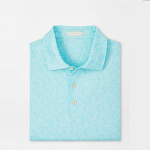 เสื้อโปโลสีเขียวสำหรับผู้ชายเสื้อโปโลสีเขียวโพลีเอสเตอร์สแปนเด็กซ์พิมพ์ซับลิเมชันงาน OEM - Product Image 1