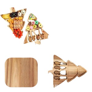 Tabla de quesos con forma de árbol de Navidad con juego de cubiertos, bandeja de madera para servir frutas, pan, embutidos y aperitivos para fiestas - Product Image 3