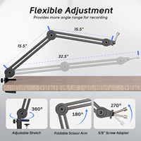 Support de microphone de bureau FIFINE BM63, support de microphone de table, support de microphone à condensateur