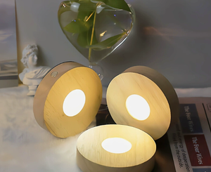 <span class=keywords><strong>Mini</strong></span> interruptor de luz nocturna LED de madera maciza DC5V USB recargable moderno redondo blanco cálido madera de goma en Stock Wholes <span class=keywords><strong>Ale</strong></span> - Product Image 3