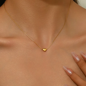 Collier cœur à la mode avec lettres, acier inoxydable 304 plaqué or véritable 18 carats pour femmes, à porter au quotidien, cadeaux romantiques - Product Image 2