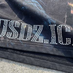 เสื้อยืดสตรีทแวร์ลายกราฟิกขาดๆ ประดับคริสตัลคุณภาพสูง หนักแน่น สไตล์วินเทจ พิมพ์ลายโอเวอร์ไซส์ ล้างสีแบบแอซิดวอช - Product Image 5