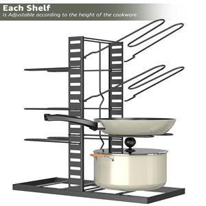 8-Tier Kitchen Cabinet Organizers Detachable Cookware Storage with Adjustable <b>Pot</b> Racks Metal and Iron <b>Pots</b> and Pans Organizer - Product Image 4