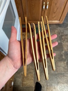 Anti-slip Design Great for <b>Serving</b> Food Multi-use Bamboo Tea <b>Tongs</b> Bamboo Toaster <b>Tongs</b> Reusable Wood Cooking <b>Tongs</b> - Product Image 5