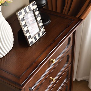 Commode à cinq tiroirs de style vintage, armoire de rangement en bois massif, commode de chambre à coucher, design rétro américain - Product Image 4