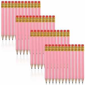 Crayon de golf promotionnel économique de qualité supérieure 10 cm HB, écologique, facile à saisir, avec logo personnalisé et gomme rose pour enfants - Product Image 2