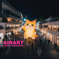Animaux gonflables de dessin animé de chat gonflable de dessin animé mignon avec lumière LED la nuit